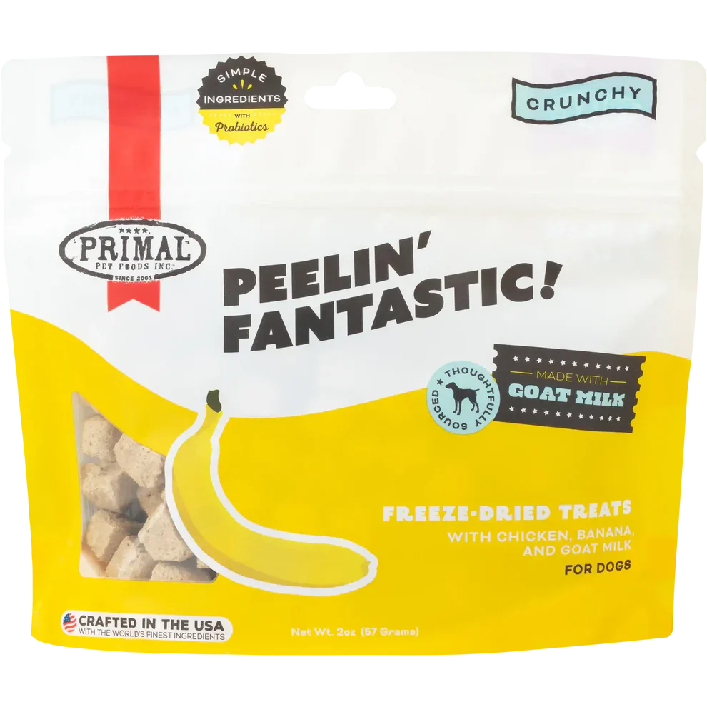 Primal Freeze Dried Raw Dog Treats Peelin’ Fantastic Chicken, Banana & Goat Milk - 2oz