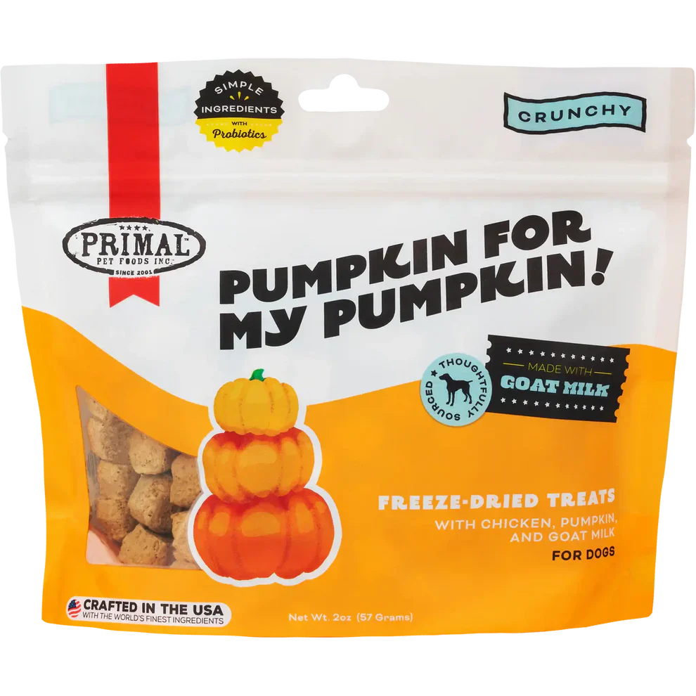 Primal Freeze Dried Raw Dog Treats Pumpkin for My Pumpkin Chicken, Pumpkin & Goat Milk - 2oz