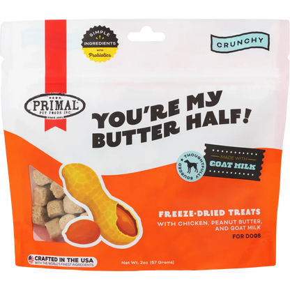 Primal Freeze Dried Raw Dog Treats You're My Butter Half Chicken, Peanut Butter & Goat Milk - 2oz