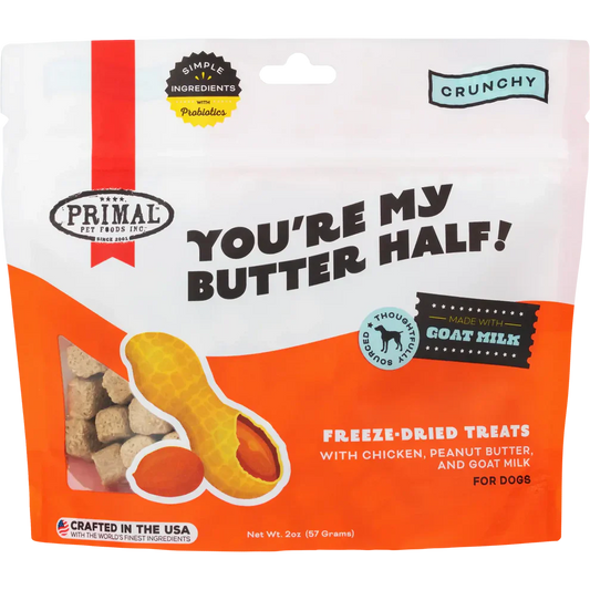 Primal Freeze Dried Raw Dog Treats You're My Butter Half Chicken, Peanut Butter & Goat Milk - 2oz