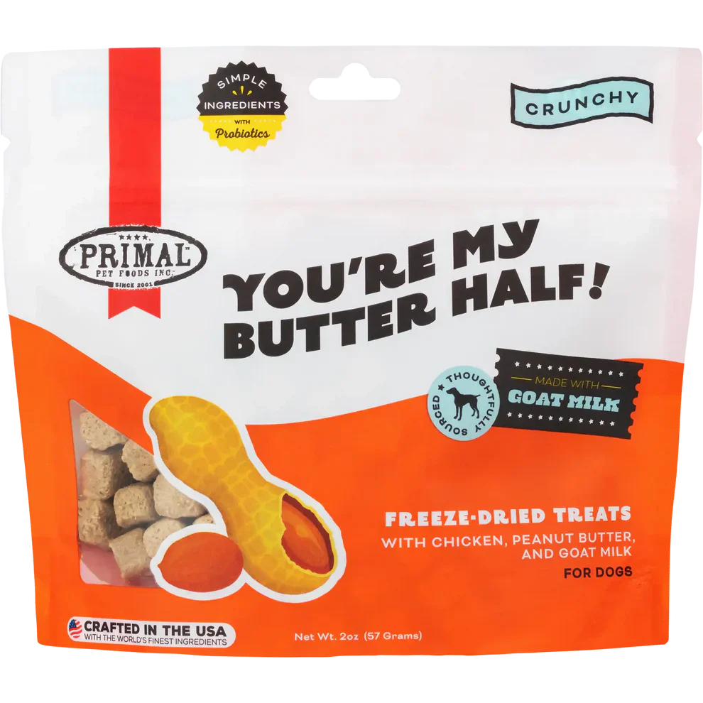 Primal Freeze Dried Raw Dog Treats You're My Butter Half Chicken, Peanut Butter & Goat Milk - 2oz