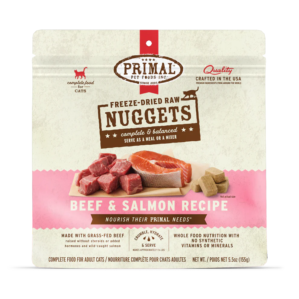 Primal Freeze Dried Raw Nuggets Cat Food Beef & Salmon Recipe - 5.5oz