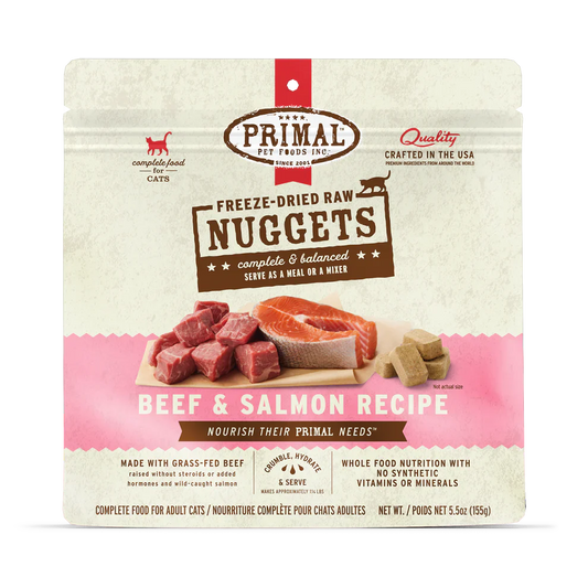 Primal Freeze Dried Raw Nuggets Cat Food Beef & Salmon Recipe - 14oz
