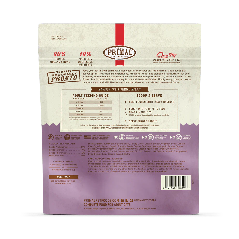 Primal Freeze Dried Raw Nuggets Cat Food Turkey Recipe - 14oz