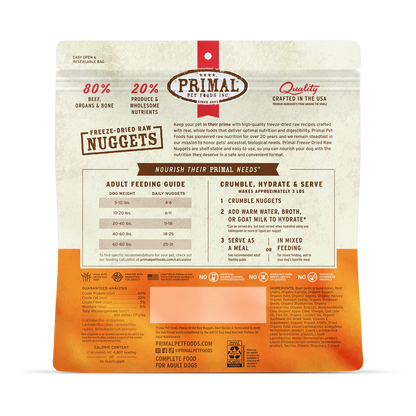 Primal Freeze Dried Raw Nuggets Dog Food Beef Recipe - 5.5oz