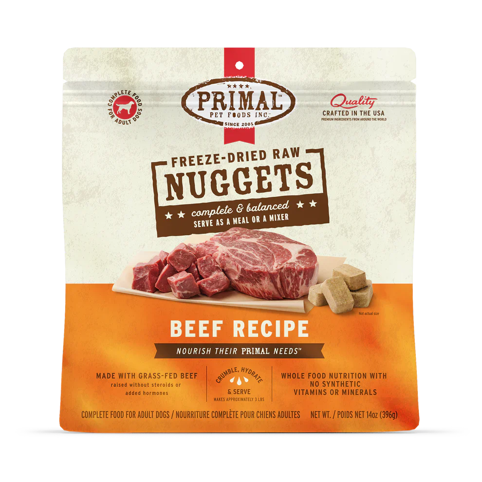 Primal Freeze Dried Raw Nuggets Dog Food Beef Recipe - 14oz