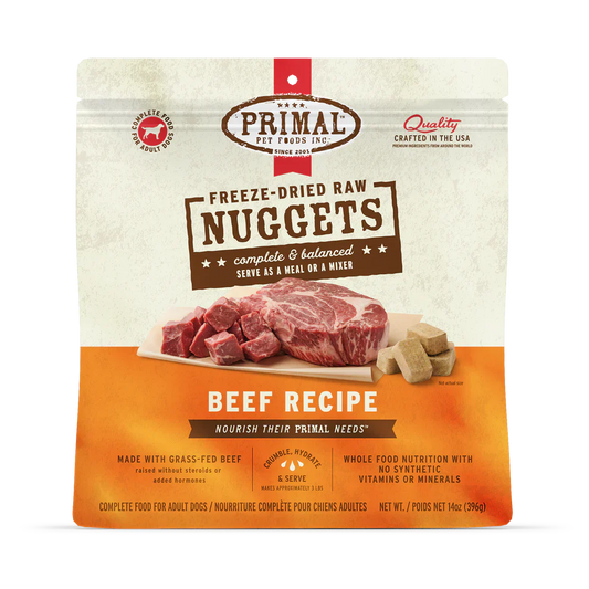 Primal Freeze Dried Raw Nuggets Dog Food Beef Recipe - 14oz