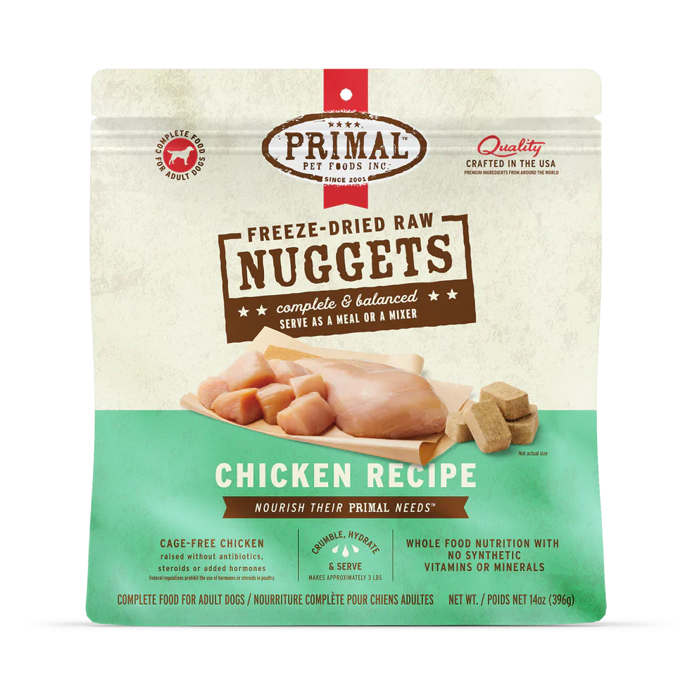 Primal Freeze Dried Raw Nuggets Dog Food Chicken Recipe - 14oz
