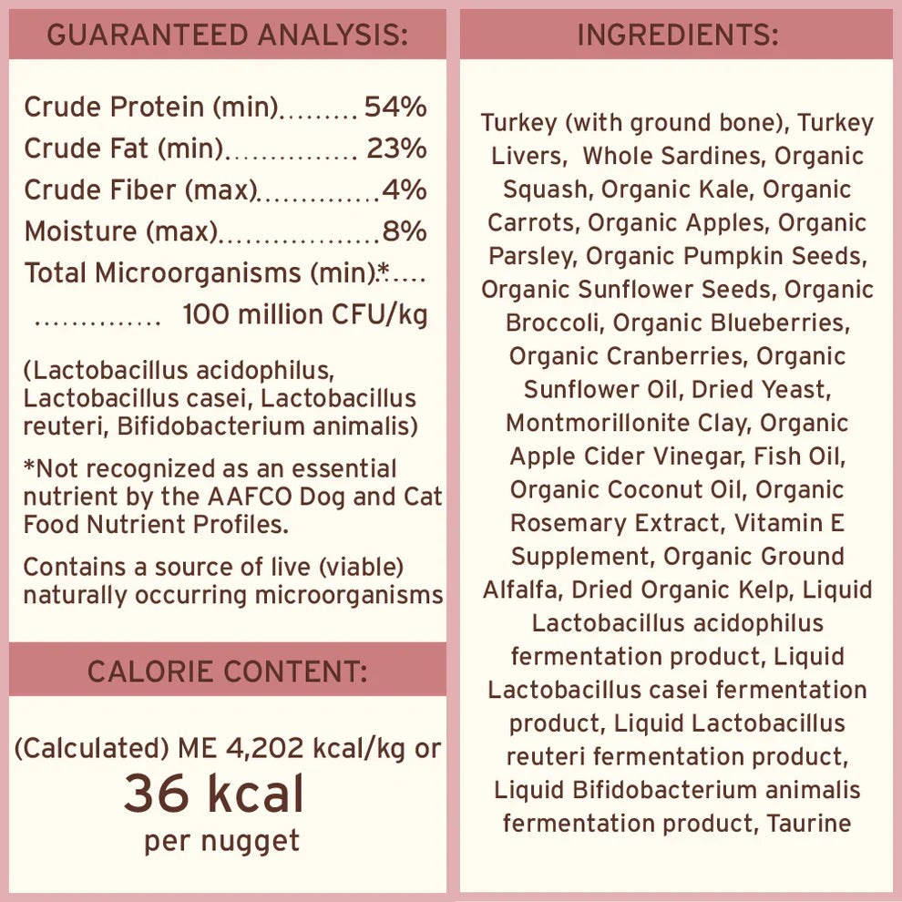 Primal Freeze Dried Raw Nuggets Dog Food Turkey & Sardine Recipe - 14oz