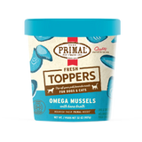 Primal Omega Mussels Recipe Raw Frozen Fresh Toppers for Cats & Dogs - 16oz