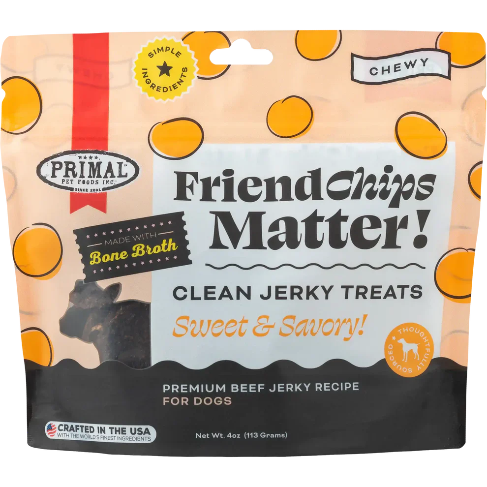 Primal FriendChips Matter Jerky Treats for Dogs Beef Recipe - 4oz