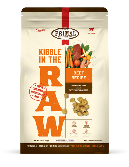 Primal Kibble in the Raw Dog Food Beef Recipe - 1.5lb