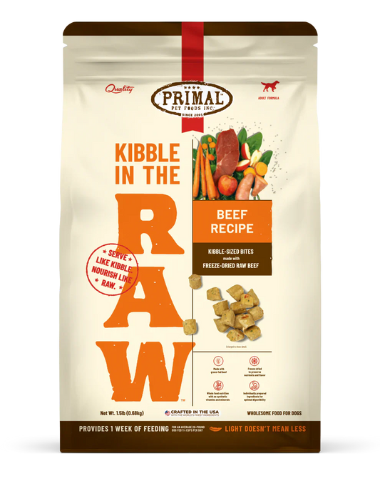 Primal Kibble in the Raw Dog Food Beef Recipe - 1.5lb