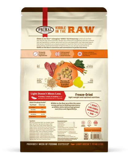 Primal Kibble in the Raw Dog Food Beef Recipe - 1.5lb
