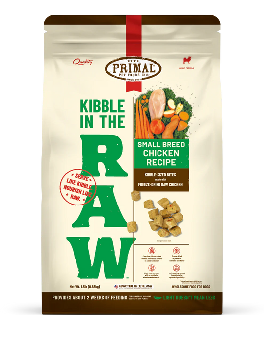 Primal Kibble in the Raw Dog Food Small Breed Chicken Recipe - 1.5lb