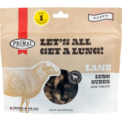 Primal Let’s All Get a Lung Dehydrated Dog Treats Lamb Recipe - 1.5oz