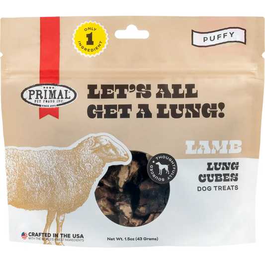 Primal Let’s All Get a Lung Dehydrated Dog Treats Lamb Recipe - 1.5oz