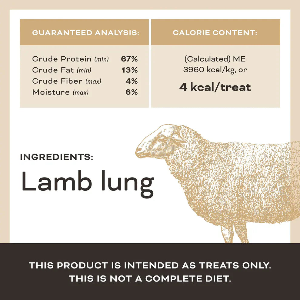 Primal Let’s All Get a Lung Dehydrated Dog Treats Lamb Recipe - 1.5oz