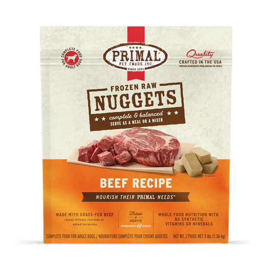 Primal Nuggets Beef Recipe Raw Frozen Dog Food - 3lb