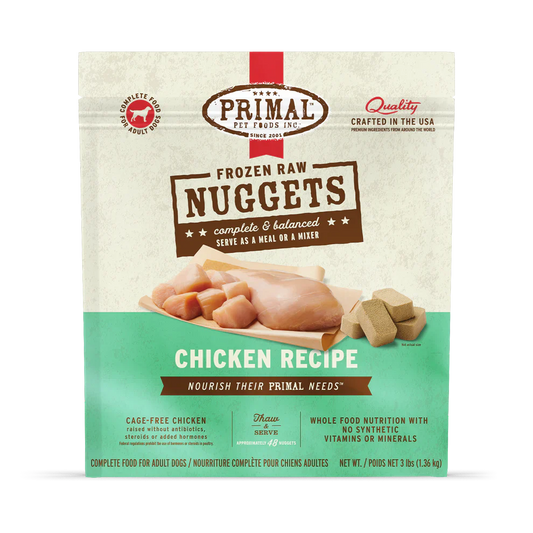 Primal Nuggets Chicken Recipe Raw Frozen Dog Food - 3lb