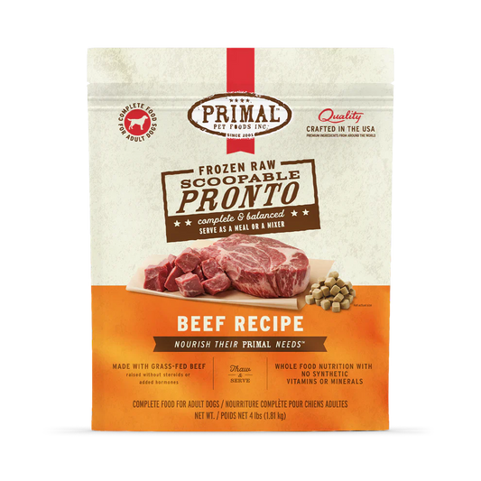 Primal Scoopable Pronto Beef Recipe Raw Frozen Dog Food - 4lb