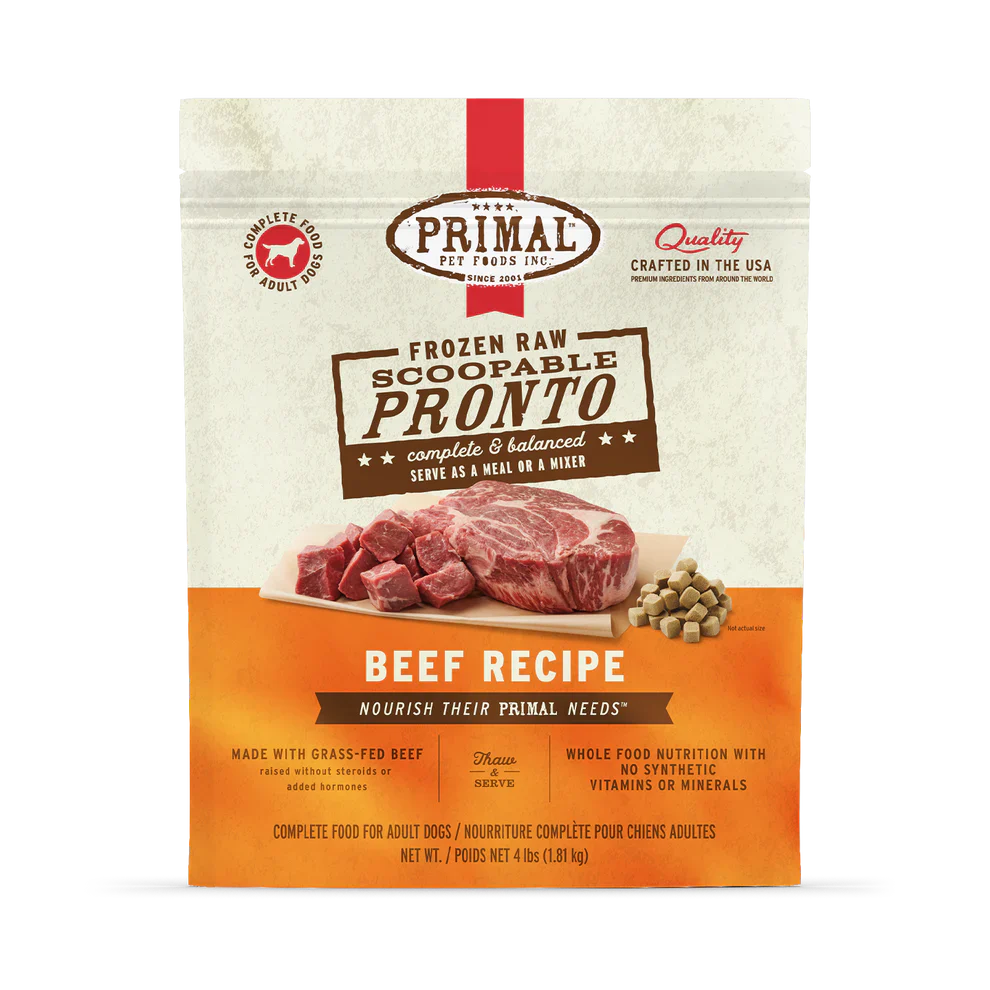 Primal Scoopable Pronto Beef Recipe Raw Frozen Dog Food - 4lb