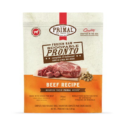 Primal Scoopable Pronto Beef Recipe Raw Frozen Dog Food - 0.75lb