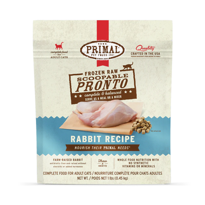 Primal Scoopable Pronto Rabbit Recipe Raw Frozen Cat Food - 1lb