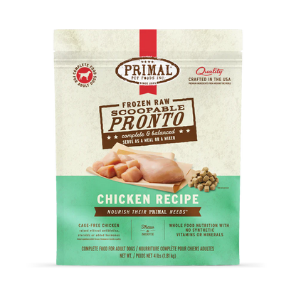 Primal Scoopable Pronto Chicken Recipe Raw Frozen Dog Food - 4lb
