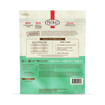 Primal Scoopable Pronto Chicken Recipe Raw Frozen Dog Food - 4lb