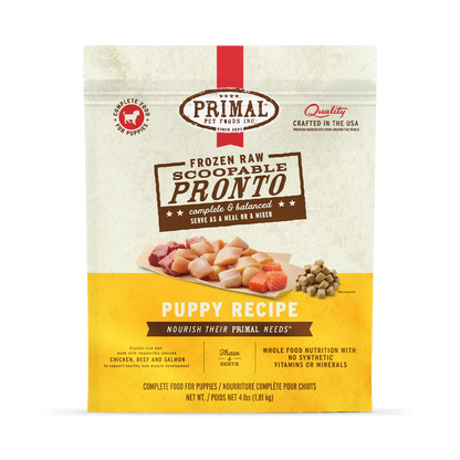 Primal Scoopable Pronto Puppy Recipe Raw Frozen Dog Food - 4lb