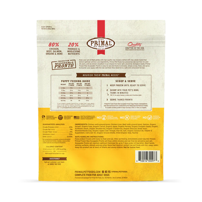 Primal Scoopable Pronto Puppy Recipe Raw Frozen Dog Food - 4lb
