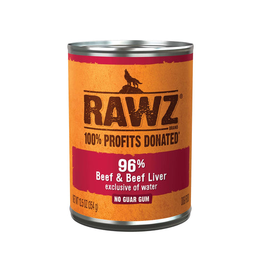 RAWZ 96% Beef & Beef Liver Dog Food - Pate - 12.5 oz - The Pet Source
