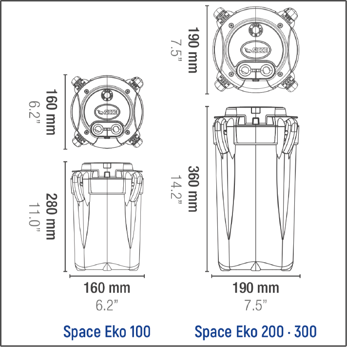 Sicce Space EKO 100 Canister Filter - 145gph