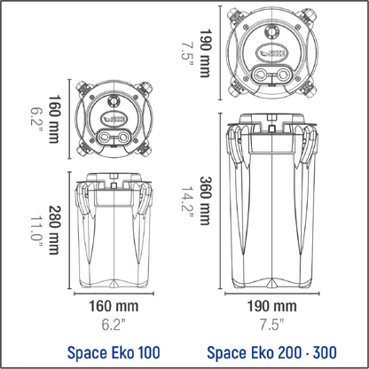 Sicce Space EKO 300 Canister Filter - 240gph