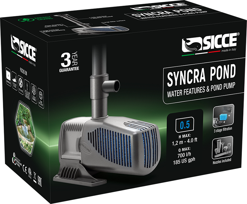 Sicce SyncraPond 0.5 Pump with Fountain & Filter - 185gph