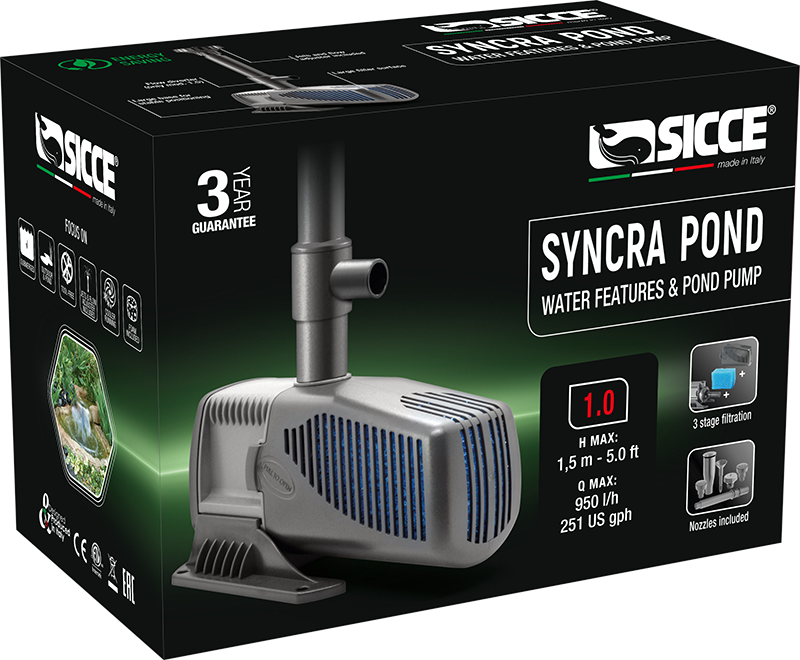 Sicce SyncraPond 1.0 Pump with Fountain & Filter - 251gph