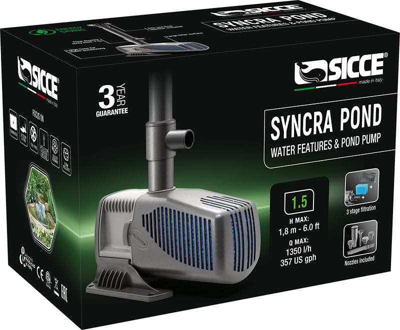 Sicce SyncraPond 1.5 Pump with Fountain & Filter - 357gph