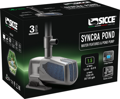 Sicce SyncraPond 1.5 Pump with Fountain & Filter - 357gph