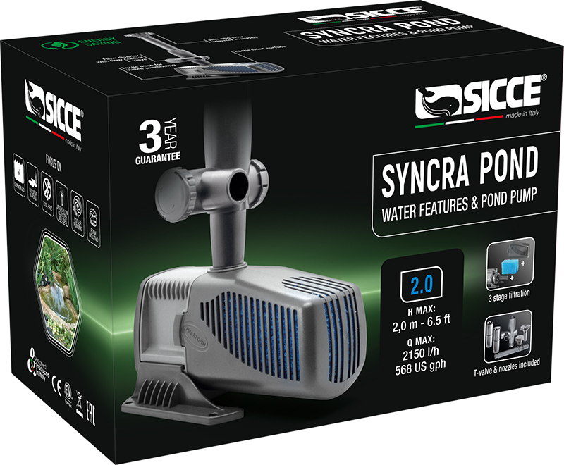 Sicce SyncraPond 2.0 Pump with Fountain & Filter - 568gph