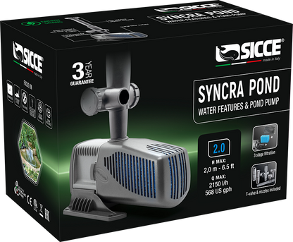 Sicce SyncraPond 2.0 Pump with Fountain & Filter - 568gph