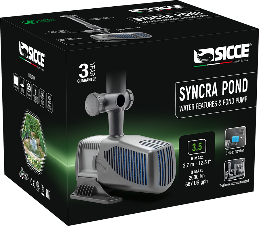 Sicce SyncraPond 3.5 Pump with Fountain & Filter - 687gph