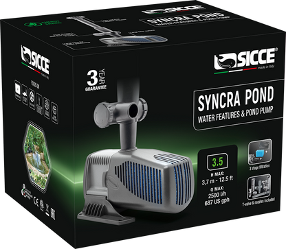 Sicce SyncraPond 3.5 Pump with Fountain & Filter - 687gph