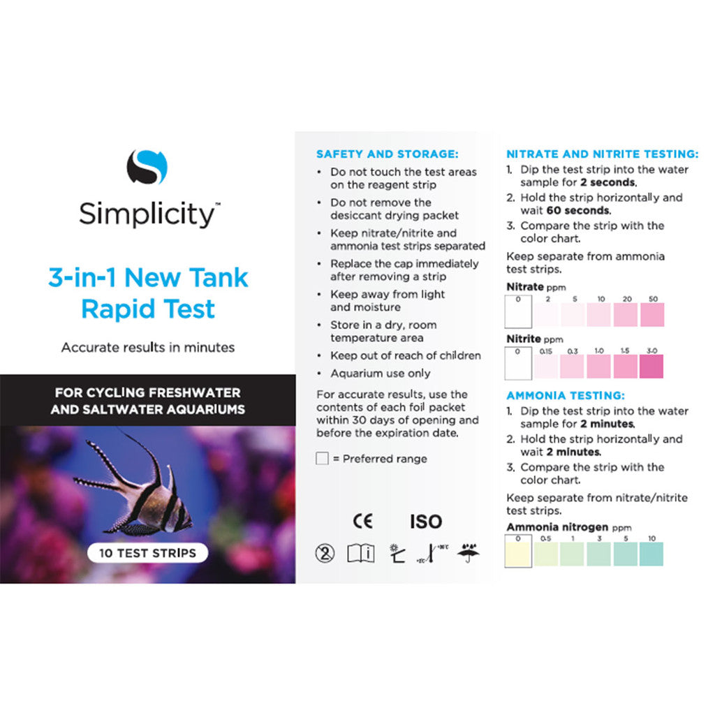 Simplicity 3-in-1 New Tank Rapid Test - 10 Test Strips