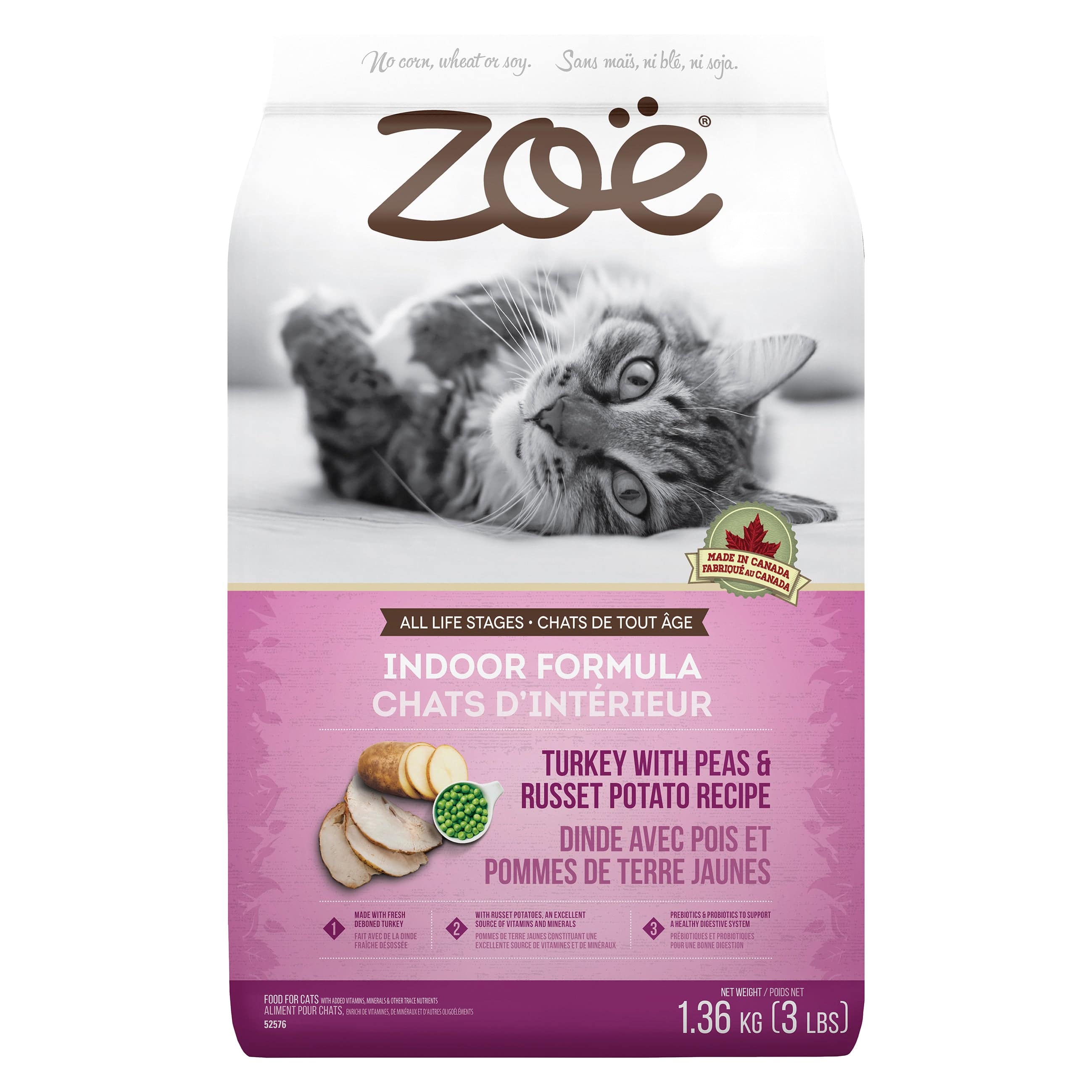 Zoë Cat Indoor Formula - Turkey with Peas & Russet Potato Recipe - 1.3 kg - The Pet Source