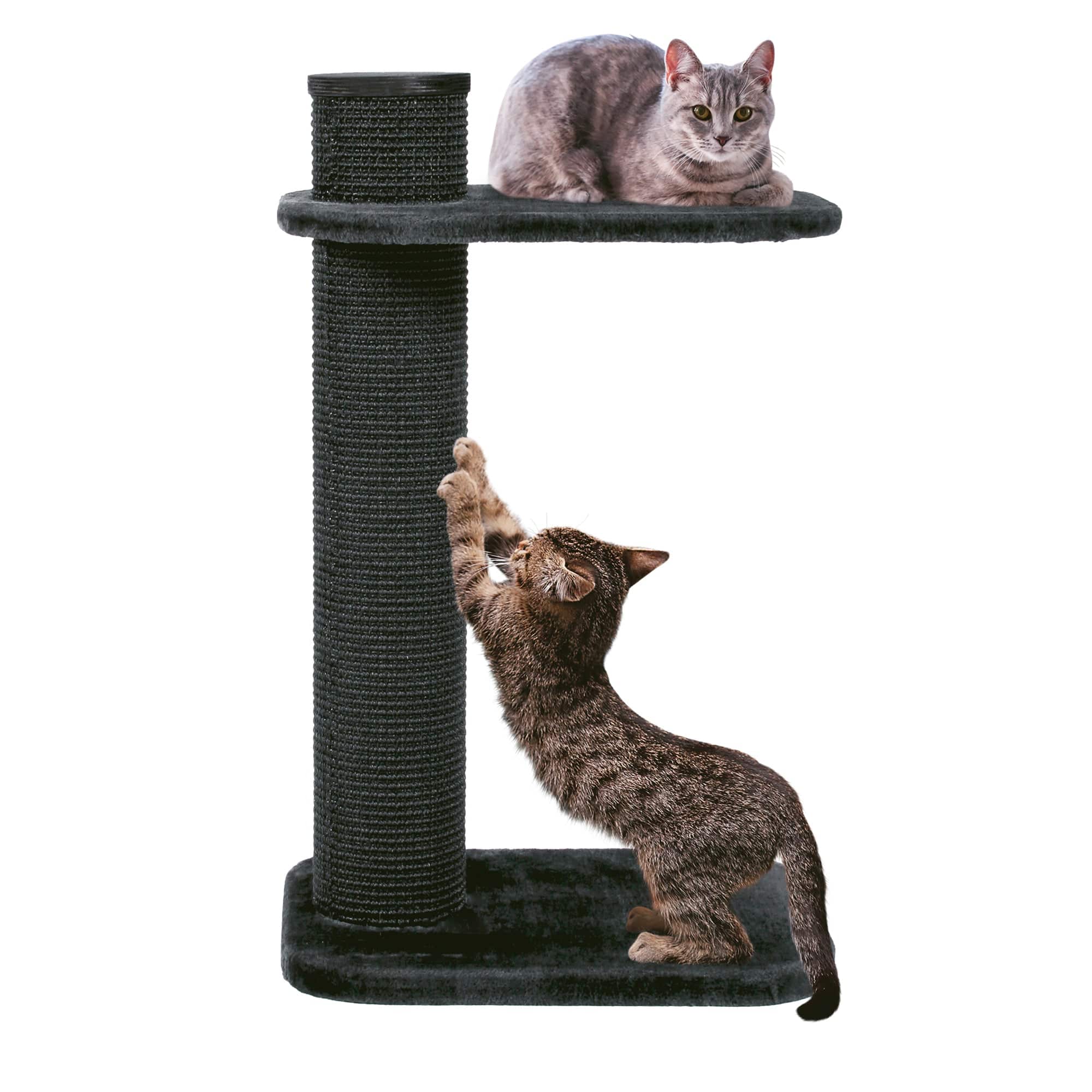 Zolux City Cat 2 Scratching Post with Platform - Grey - 59 x 45 x 97 cm - The Pet Source