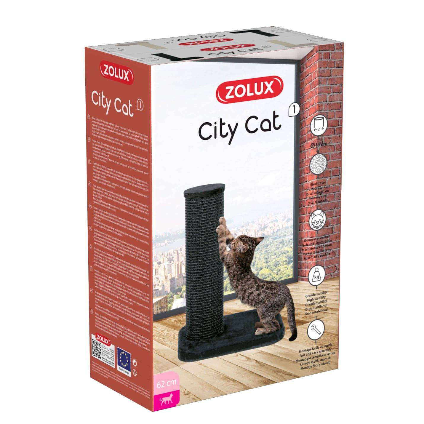 Zolux City Cat 1 Scratching Post - Grey - 47 x 39 x 62 cm - The Pet Source