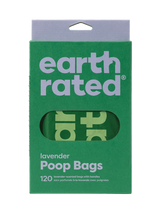 earth rated Easy-Tie Handle Poop Bags Lavender - 120 Bags - The Pet Source