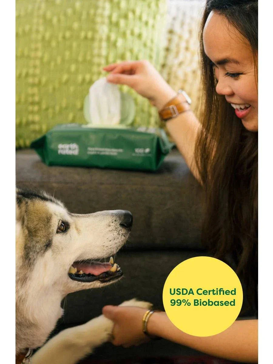 earth rated Plant-Based Dog Grooming Wipes - 100 Wipes - The Pet Source