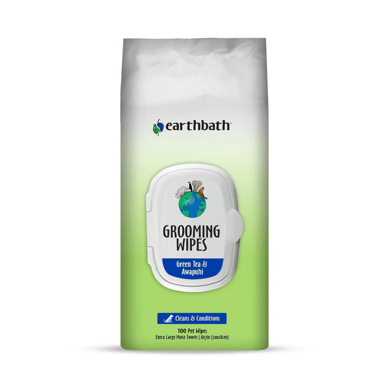 earthbath Grooming Wipes - Green Tea & Awapuhi - 100 Wipes - The Pet Source